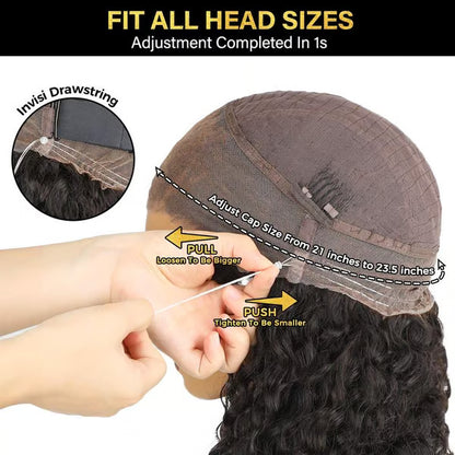 Sale Happening Now:50%OFF Pre-Cut Lace Kinky Straight 360 Full Lace Frontal Glueless Wig With Invisi Drawstring Pre Plucked Human Hair Wig