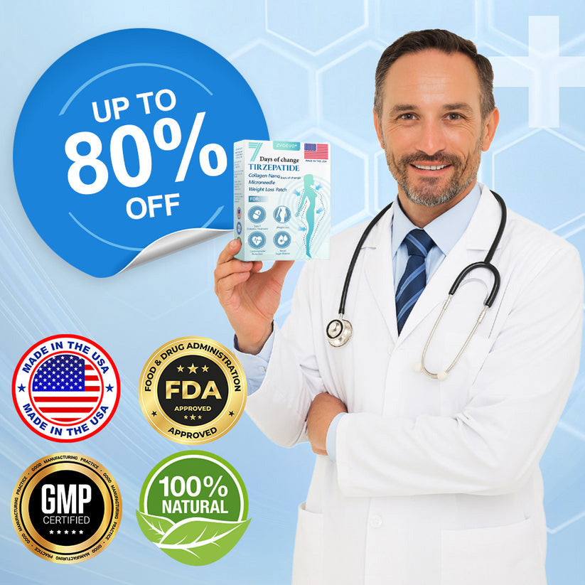 🎉Last Day 80% OFF🎉 ZVOEVO® SMGT-GLP-1 Tirzepatide & Collagen Nano Microneedle Weight Loss Patch | Targets Obesity, Loose Skin, High Blood Pressure, Diabetes, Fatty Liver, Joint Pain, Brain Fog, Low Energy, Body Aches, and More