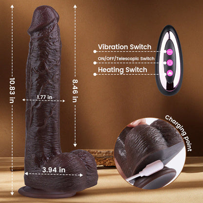❤Discreet Shipping Zynkoro - Thrusting Thick Long Lifelike Heating Big Black Dildo 10.83 Inch